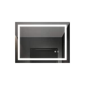 28 in. W x 1.5 in. H Large Rectangular Framed Wall Bathroom Vanity Mirror with LED Light in Black