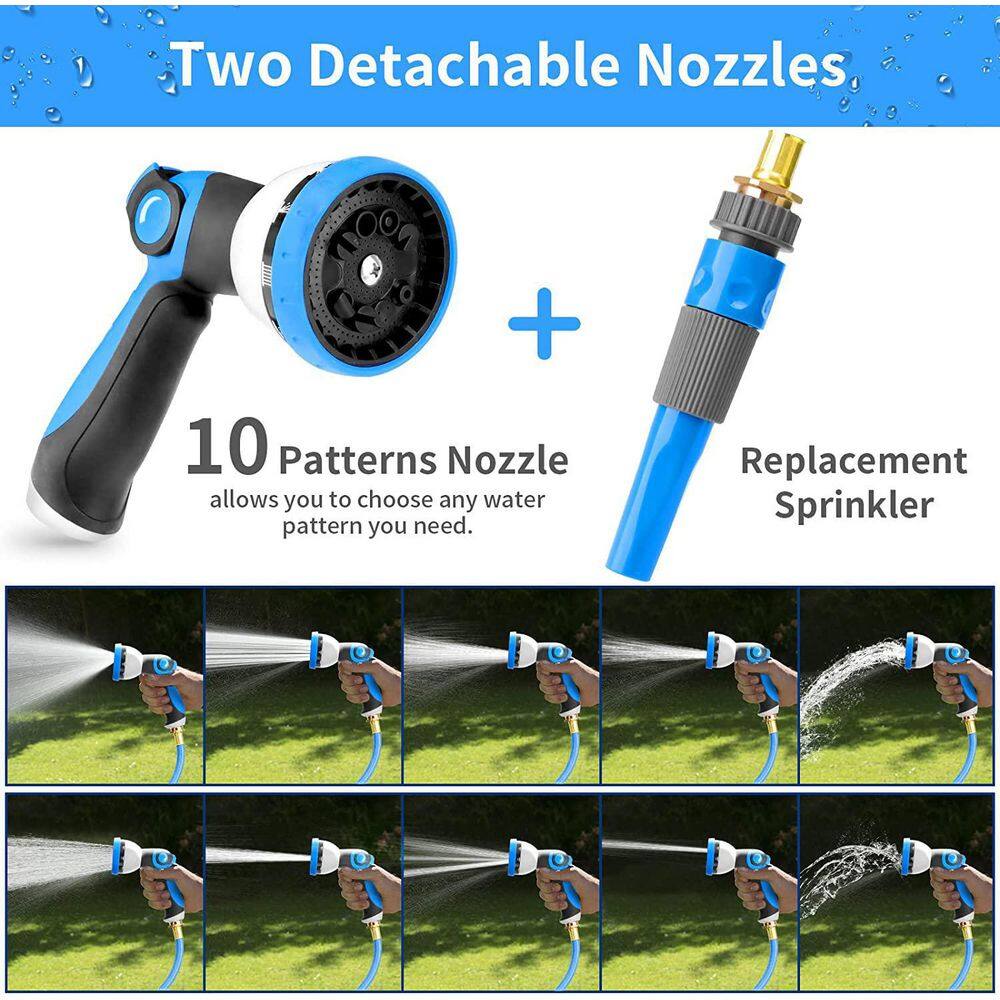 Gray and Blue Automatic Retractable Garden Hose Reel, 100 ft