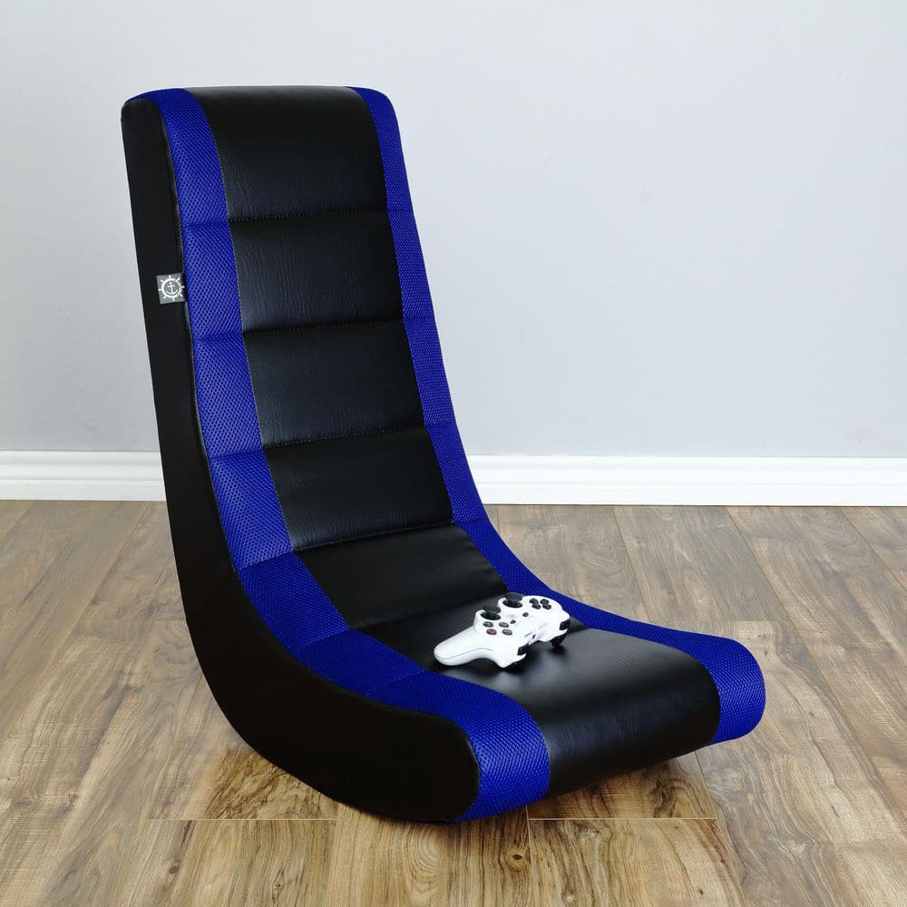 Black and Blue Faux Leather Video Rocker Gaming Chair