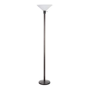 71 in. Bronze Metal Floor Lamp with Frosted Glass Lamp Shade