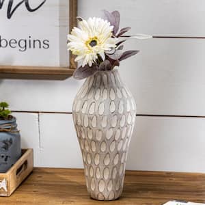 11 in. Tall White Wash Wooden Flower Vase (Set of 2)