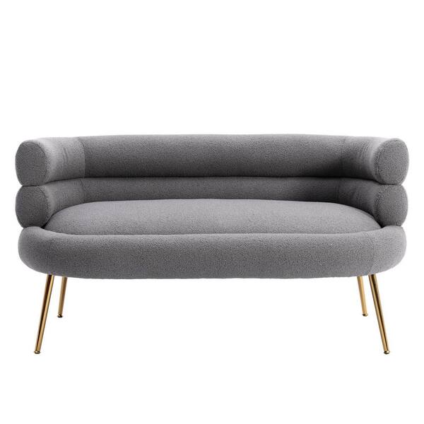 Unbranded Modern 53 in. Dark Gray Polyester 2-Seat Loveseat with Golden Legs