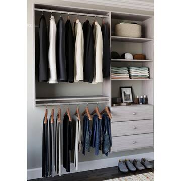 120 in. W - 144 in. W Rustic Grey Wood Deluxe Closet System
