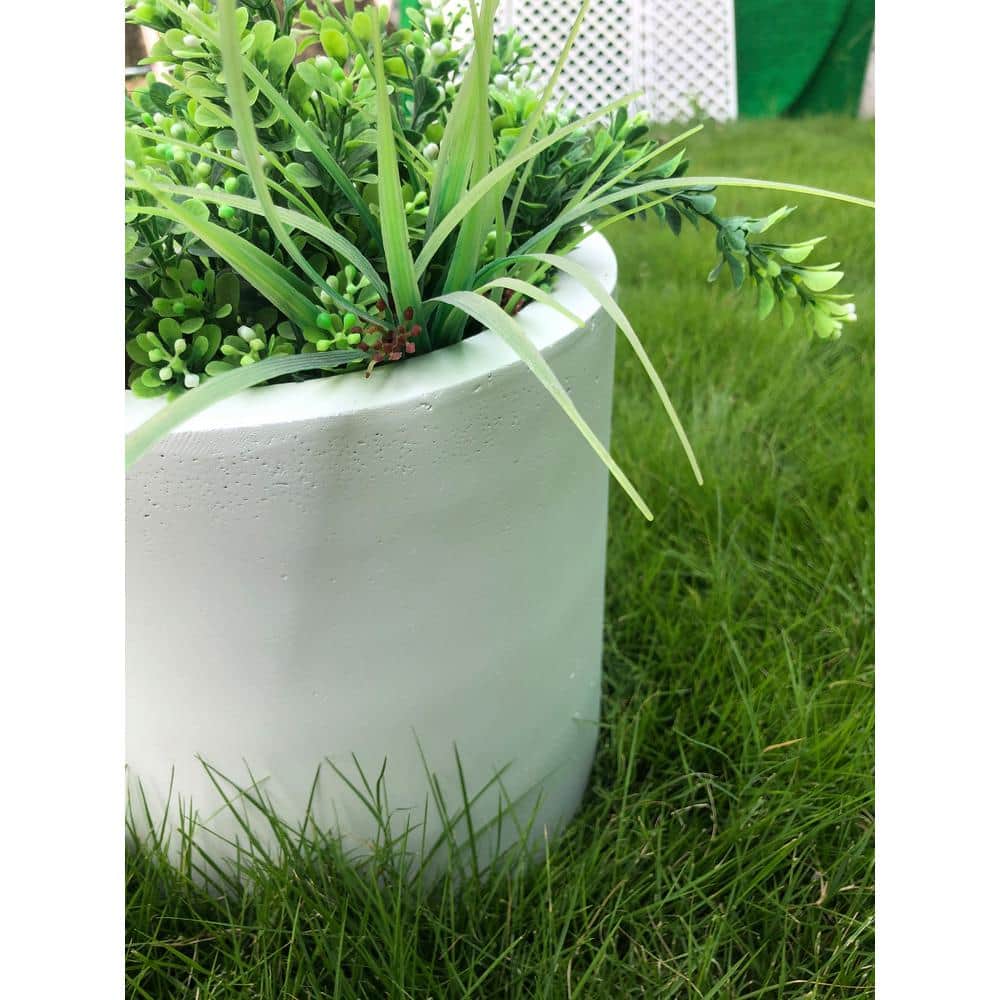 Set of 3 Pure White Lightweight Concrete Cylinder Planters