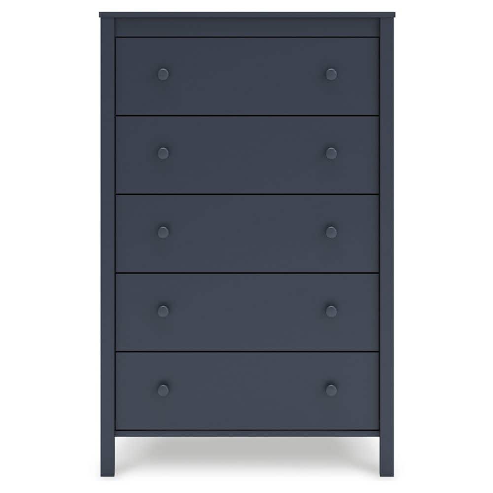 Navy Blue Transitional 5-Drawer Tall Dresser with Levelers