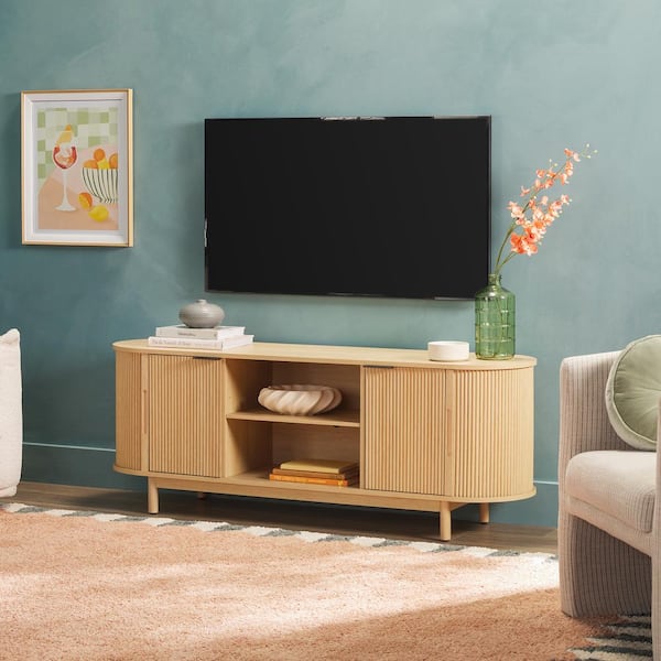 Walker Edison Furniture Company 60 in. Coastal Oak Modern Reeded