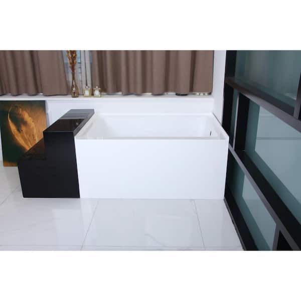 48 in. Acrylic Right Drain Rectangular Alcove Soaking Bathtub in White