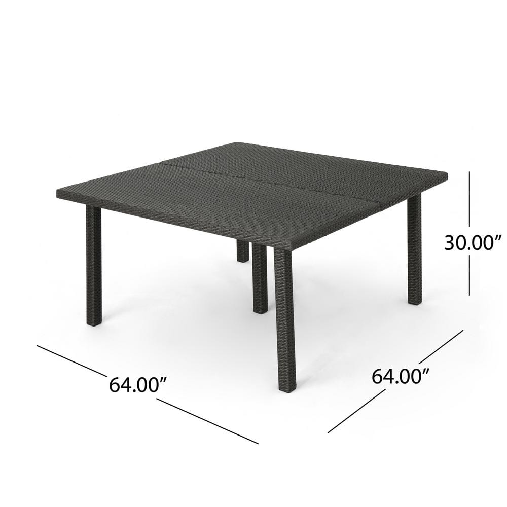 Gray Wicker and Iron Square Outdoor Dining Table