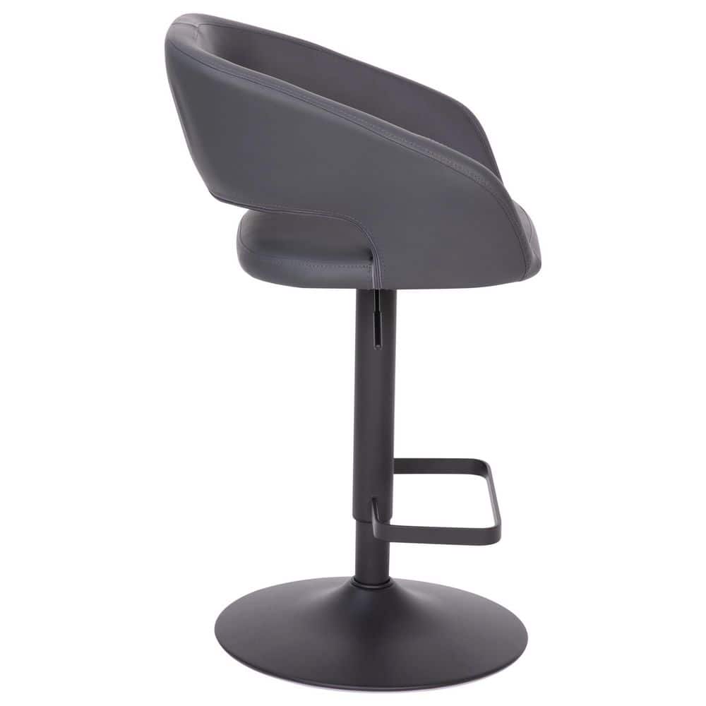 Gray Vinyl Adjustable Swivel Barstool with Black Metal Base