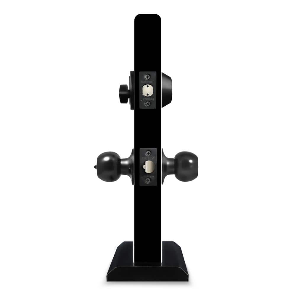 Matte Black Entry Door Knob Set with Single Cylinder Deadbolt