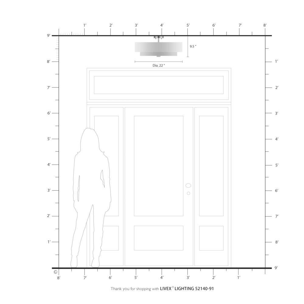 Meridian Brushed Nickel 5-Light Indoor Drum Flush Mount with Off-White Shade