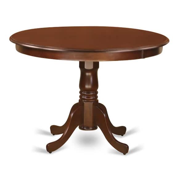 East West Furniture 5-Piece Round Mahogany Finish Solid Wood Top Dining table with 4 Chairs with Lattice Back