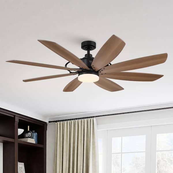 60 in. Indoor Black DC Motor Ceiling Fan with 3000K LED Light and 6-Speeds Remote Control