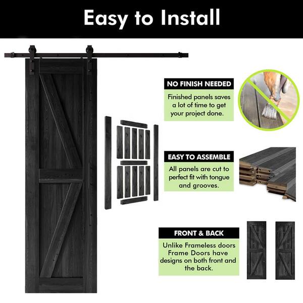 HOMACER 60 in. x 84 in. K-Frame Black Double Pine Wood Interior