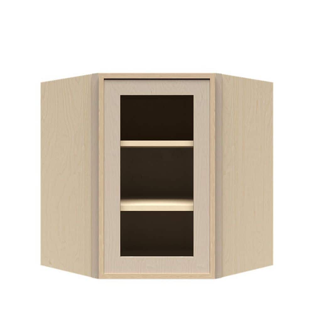 Slim Shaker Assembled 24 in. W x 36 in. H x 12 in. D Wall Diagonal Corner Kitchen Cabinet in Natural Wood price history on PriceWatchPro