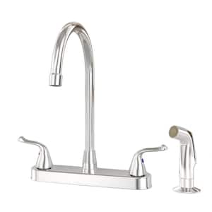 High-Arc Double-Handle Standard Kitchen Faucet with Side Sprayer in Chrome