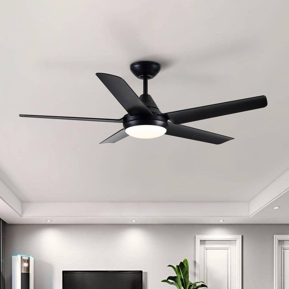 48 in. LED Indoor Matte Black Ceiling Fan with Integrated Light Kit and Remote Control price history on PriceWatchPro