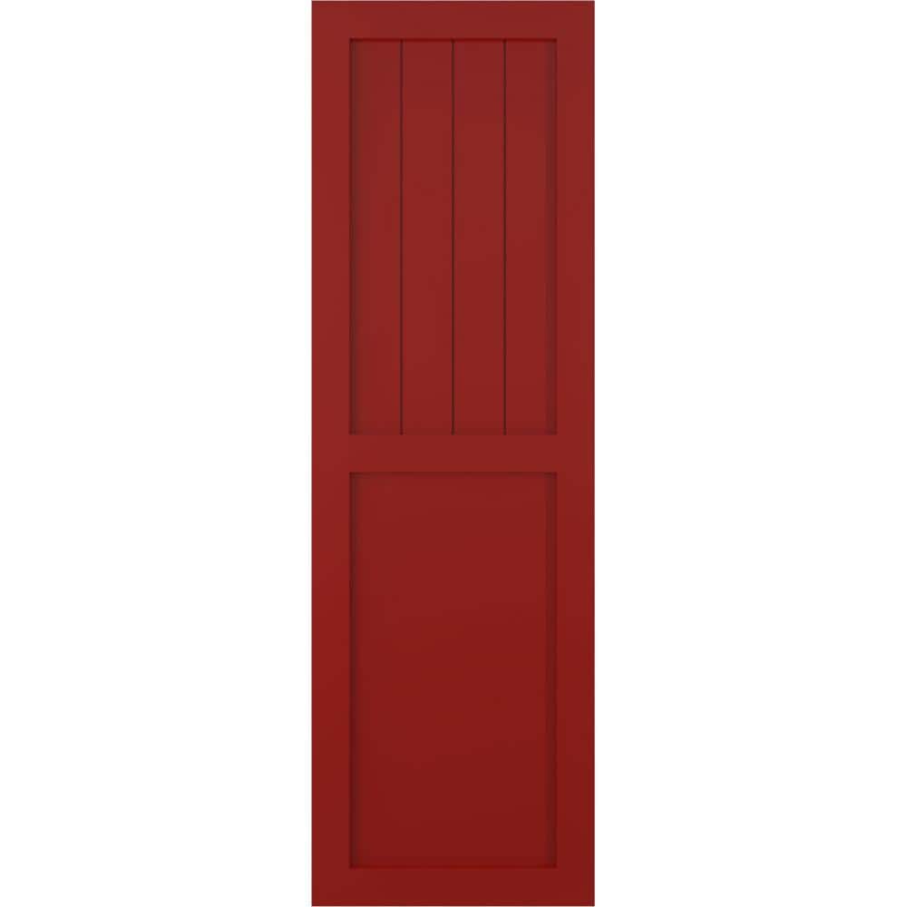 18 in. x 63 in. True Fit PVC Farmhouse/Flat Panel Combination Fixed Mount Board and Batten Shutters Pair in Fire Red price history on PriceWatchPro