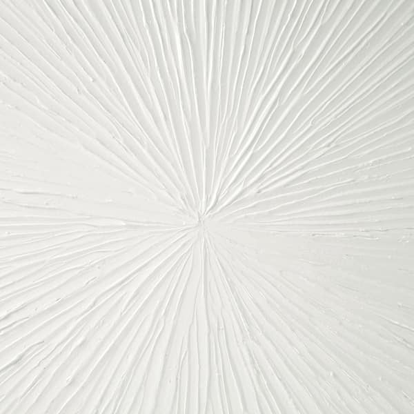 White Hand Painted Dimensional Resin Wooden Wall Art Decor Unframed 30 in. H x 30 in. W Sunburst Design
