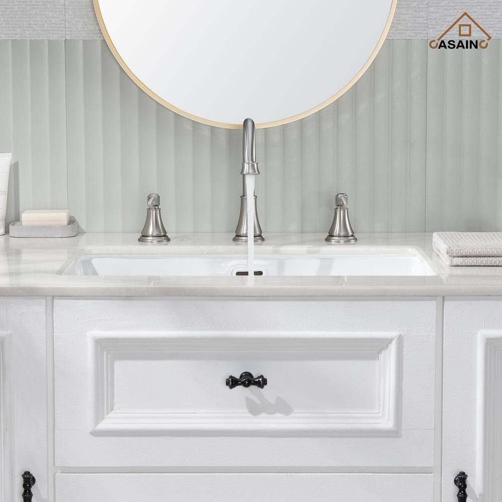 Brushed Nickel 8-Inch Widespread 2-Handle Bathroom Faucet with Drain
