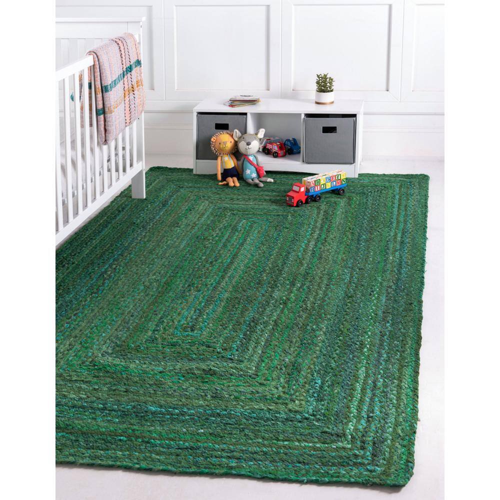 Handmade Green Braided Cotton Indoor Area Rug 8x10