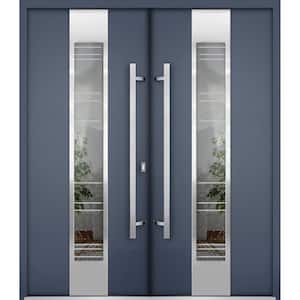 5755 72 in. x 80 in. Left-hand/Inswing Tinted Glass Gray Graphite Steel Prehung Front Door with Hardware