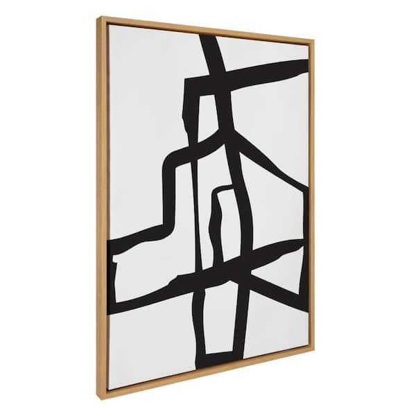 Kate and Laurel Sylvie Bold Sophisticated Abstract Black Stroke by the Creative Bunch Studio Framed Art Print 28 in. x 38 in.