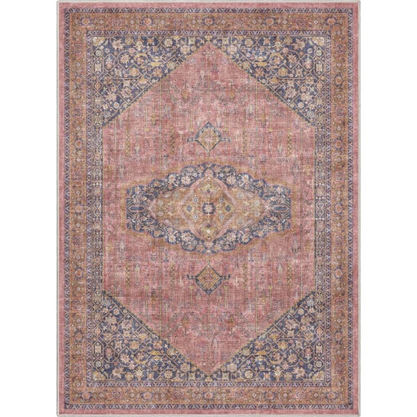 Well Woven Pink 3 ft. 3 in. x 5 ft. Apollo San Marino Vintage Oriental Botanical Area Rug