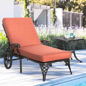 Aluminum Adjustable Outdoor Chaise Lounge Chair, Folding 4-Position Patio Recliner with Red Cushions,