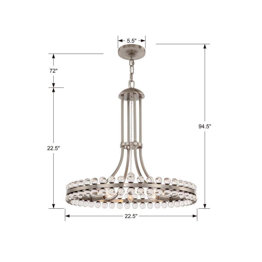 Elegant Brushed Nickel & Crystal 8-Light Chandelier