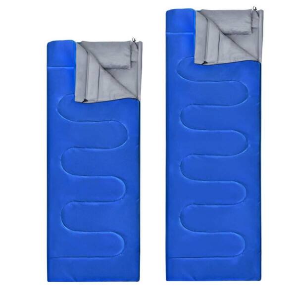 Movisa 2 Person Waterproof Sleeping Bag with 2 Pillows, Blue