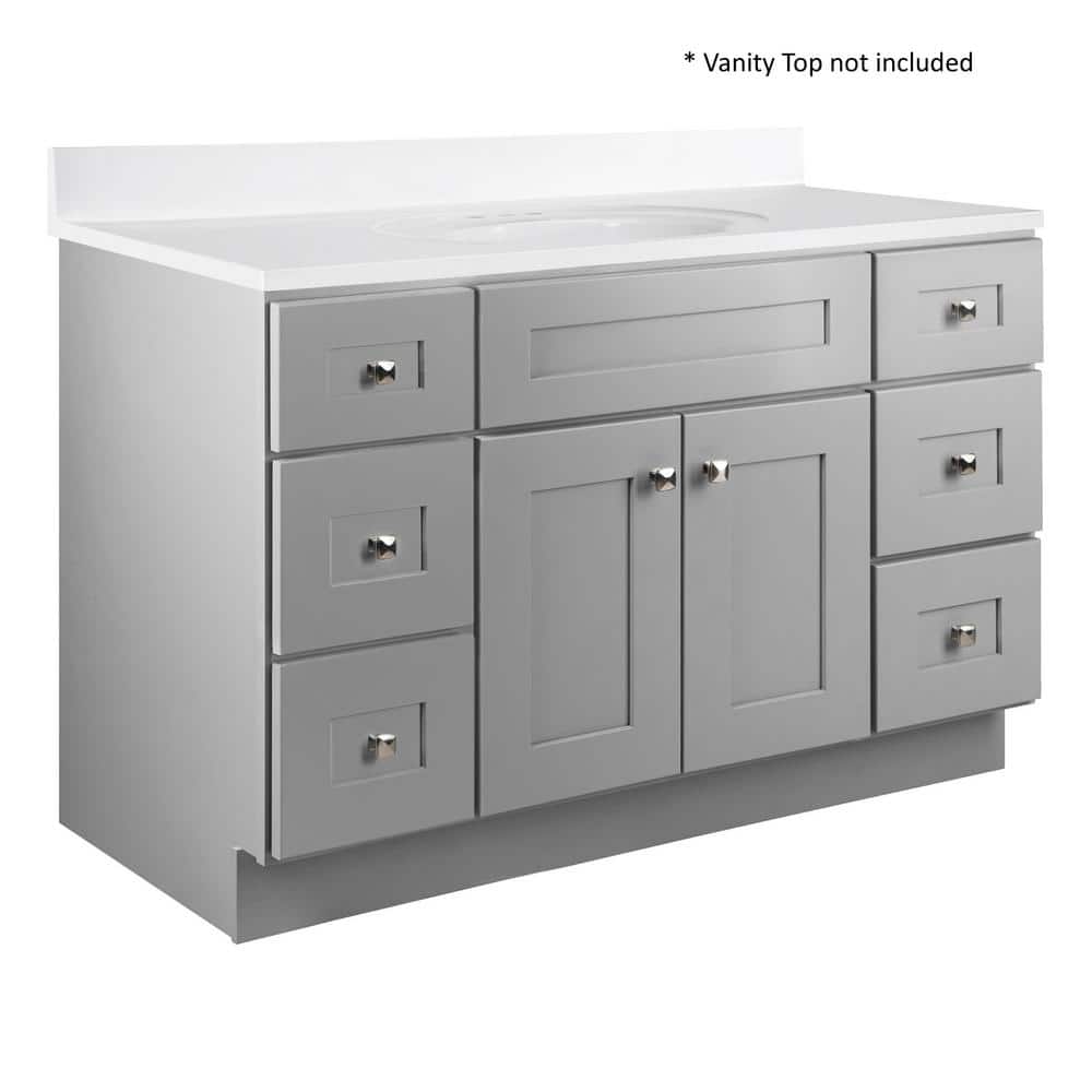 Brookings 48 Inch Gray Solid Wood Shaker Bathroom Vanity