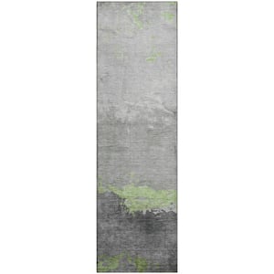 Mayfield Premium Machine Washable Abstract AMF1885 Aloe 2 ft. 3 in. x 7 ft. 6 in. Runner Rug