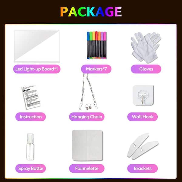 LED Note Board with Colors, 13.8 x 10 in. 4-Modes & 7-Colors
