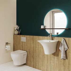 Ivy Ceramic Round Wall-Mount Bathroom Sink in Glossy White
