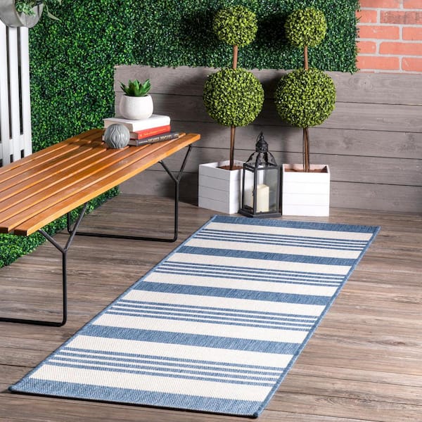 Robin Blue 2 ft. x 12 ft. Indoor/Outdoor Runner Patio Rug