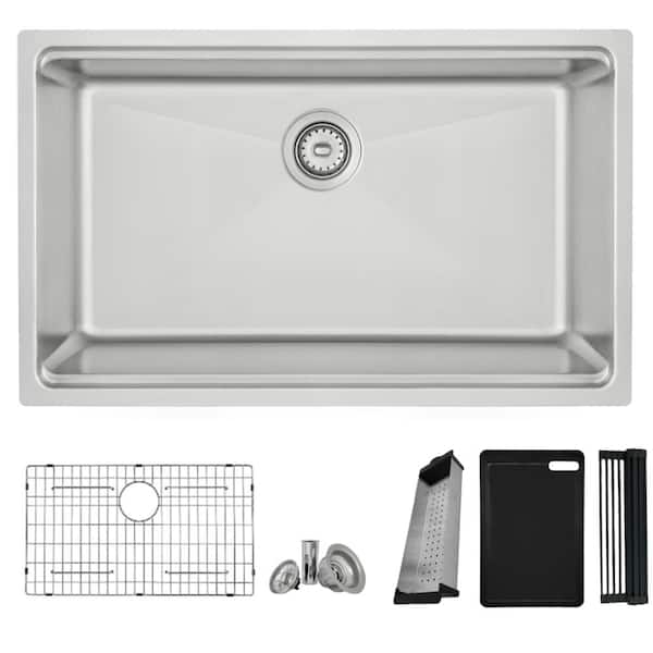 Dual Mount 31 inch Stainless Steel Single Bowl Worstation Kitchen Sink with Accessories