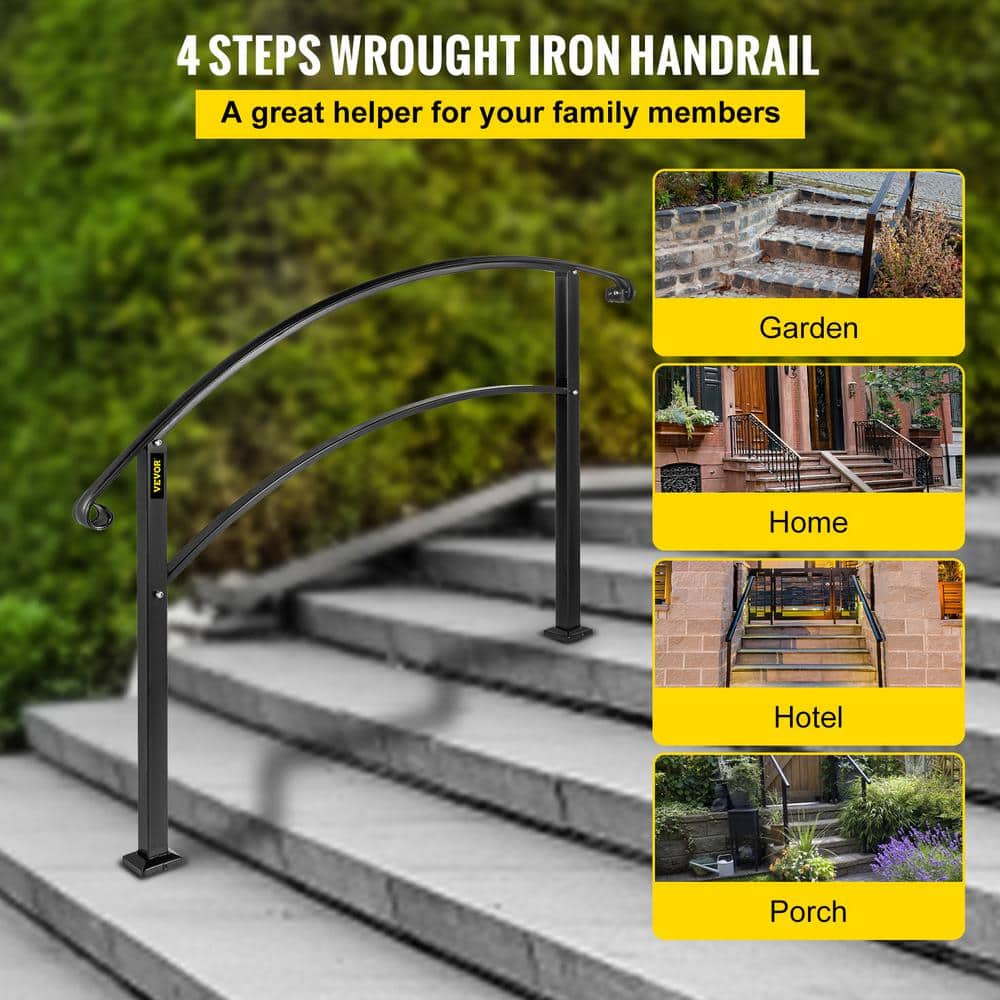 Matte Black Stainless Steel Handrail for 1-4 Steps