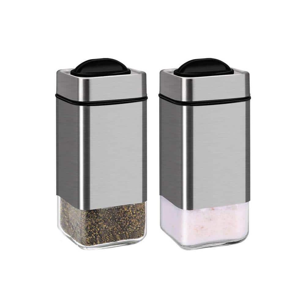 salt＆pepper shakers Lynzavix Glass Salt and Pepper Shaker Set Stainless Steel