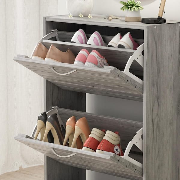 Veryke Shoe Cabinet With Hat Rack, Tall Shoes Cabinet With Cap Hook For  Entryway, Flip Drawers Wood Shoe Storage Cabinet, Large Shoe Rack Organizer  Cabinet For Hallway