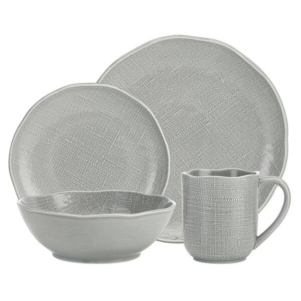 Godinger Tela 16-Piece Patterned White Porcelain Dinnerware Set (Service for 4)