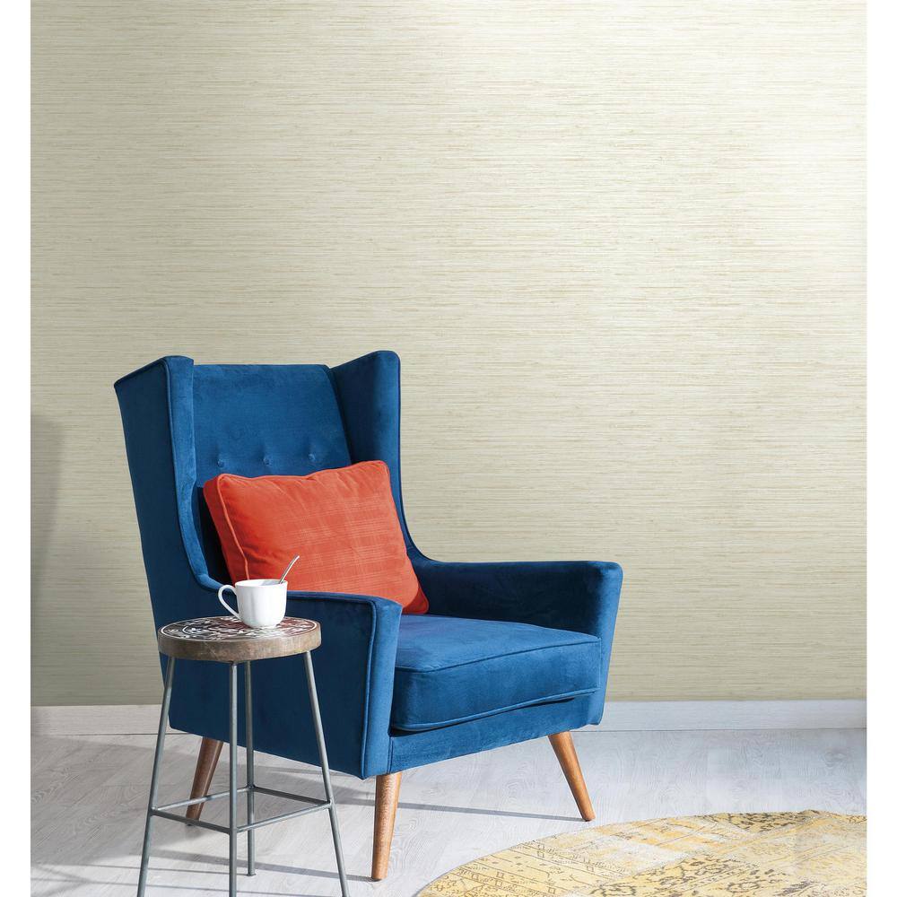 Beige 3D Grasscloth Vinyl-Coated Wallpaper Roll
