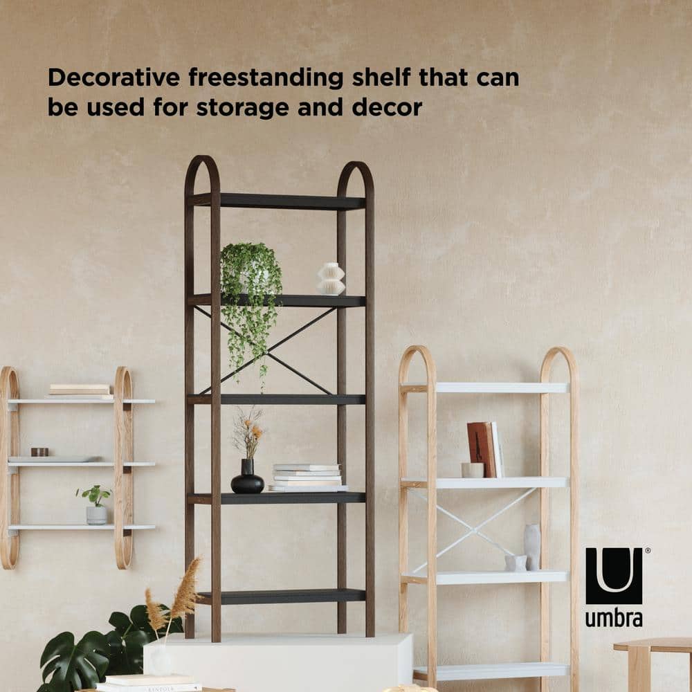 Bellwood Dark Brown Wood 5-Tier Over-the-Toilet Bookshelf