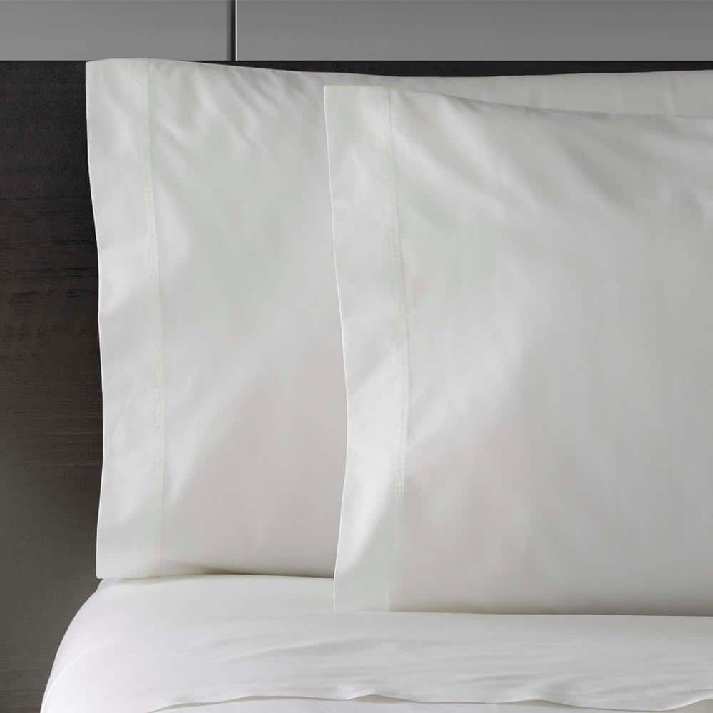 Queen White Cotton Percale Deep Pocket Sheet Set