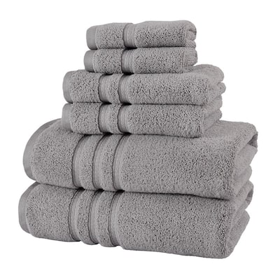 Micro Cotton 6-Piece Bath Towel Set in Stone Gray