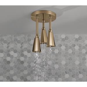 Zura 1-Spray Patterns 1.75 GPM 9 in. Ceiling Mount Fixed Shower Head with H2Okinetic in Champagne Bronze