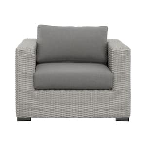 Light Gray Wicker Outdoor Lounge with Chair Chic Design High-Quality Materials, Deep Cushions Removable for Easy Storage