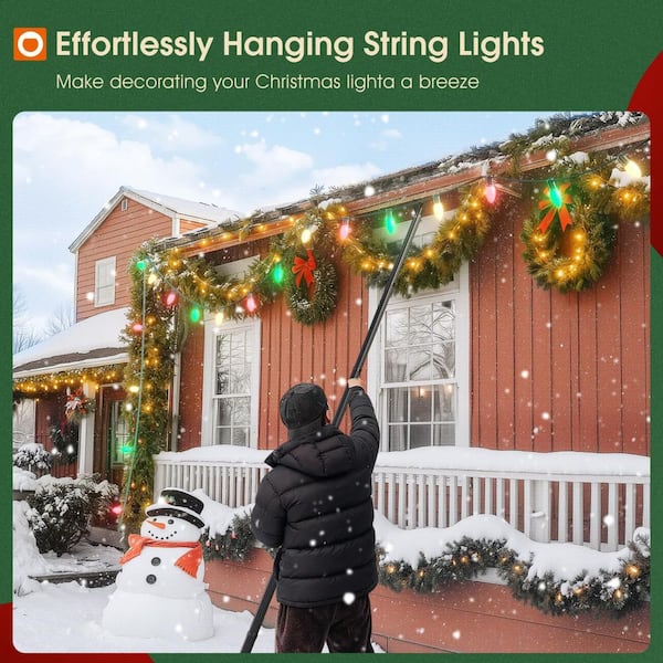 Unbranded 5.5 ft. Telescopic Light Hanger Pole with Utility Hook for  Hanging Christmas Lights and Installing Screw Hooks HY1030-4