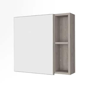 19.6 in. W x 18.6 in. H Light Gray Rectangular Wall Surface Mount Bathroom Storage Medicine Cabinet with Mirror