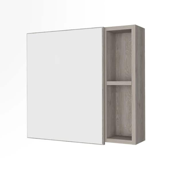 Amucolo 19.6 in. W x 18.6 in. H Light Gray Rectangular Wall Surface Mount Bathroom Storage Medicine Cabinet with Mirror
